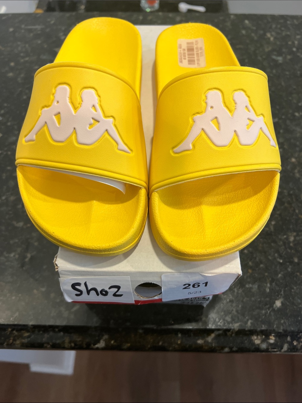 Kappa Kids Bright Yellow Logo Slide Sandals  4Y / 5-5.5W
